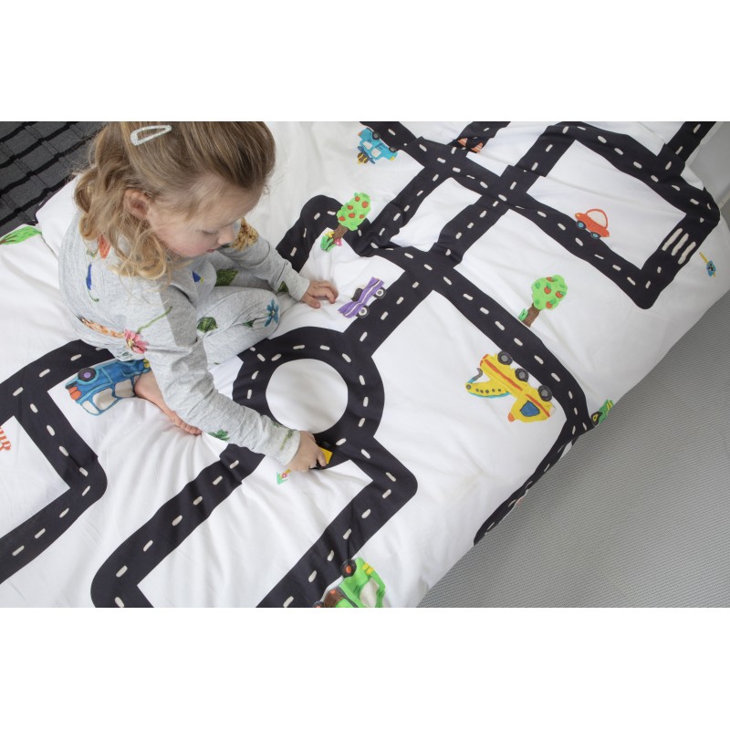 Snurk Kinderbettwäsche Garnitur CLAY TRAFFIC 160x210+65x100 cm