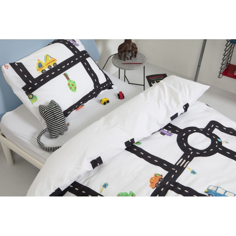 Snurk Kinderbettwäsche Garnitur CLAY TRAFFIC 160x210+65x100 cm