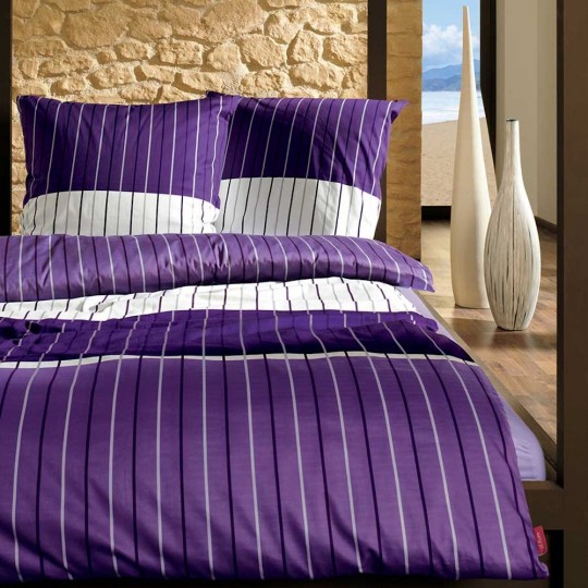 S Oliver Bettwasche Satin Violett Mit Streifen Muster