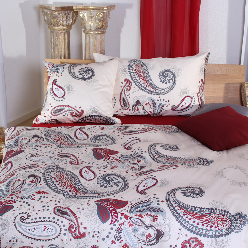 Tamara R Emotion Feinsatin Bettwäsche Paisley rot