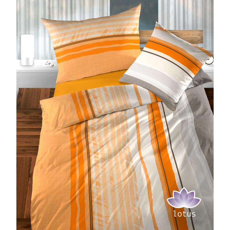 Bettwäsche Satin Mauro Orange mit Streifen