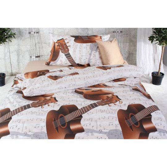 AColori Satin Bettwäsche  GITARRE braun